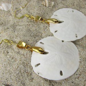 Gold Plated Real Sand Dollar Earrings